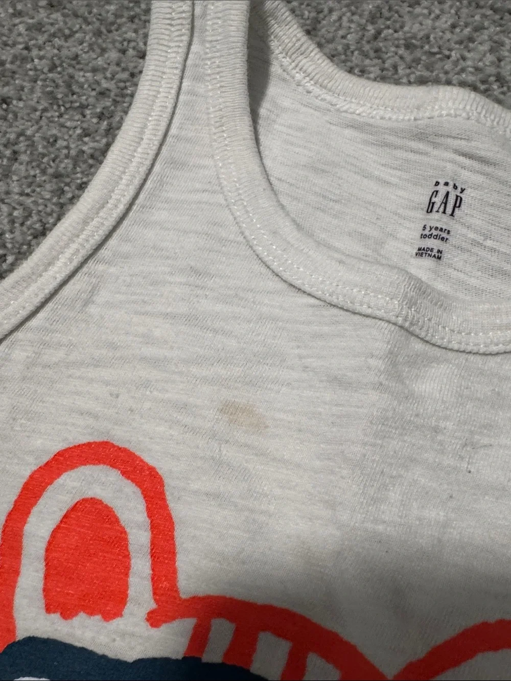 GAP White Tank Top with Orange & Navy Tiger Snorkel Graphic